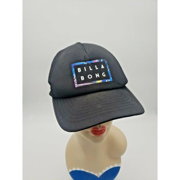 Billabong Snapback  Surfing  Baseball Trucker Hat Black w logo - Picture 1 of 7